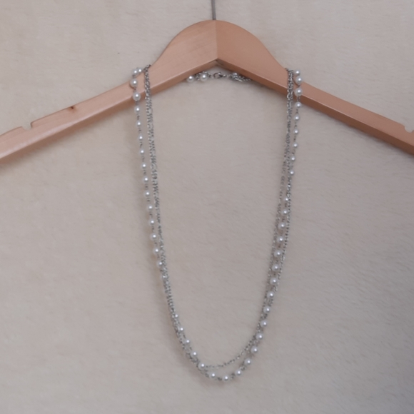 Pearl and silver chain necklace - Picture 2 of 6